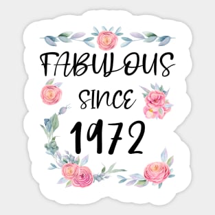 Women 49 Years Old Fabulous Since 1972 Flowers Sticker